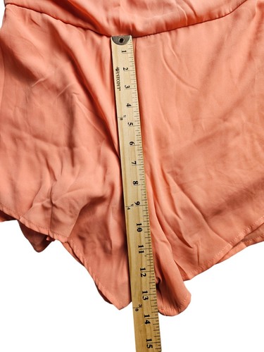 Short She + Sky Romper Donna M Peach Manica Arricciata Coquette Cochella Sassy - Foto 7 di 15