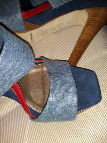 DANA DAVIS DENIM PFINGSTROSE SLINGBACK-PUMPS GRÖSSE 7 GEBRAUCHT, IN EINWANDFREIEM ZUSTAND!!! - Bild 4 von 10