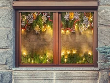 3D Christmas A692 Window Film Print Sticker Cling Stained Glass UV Sinsin