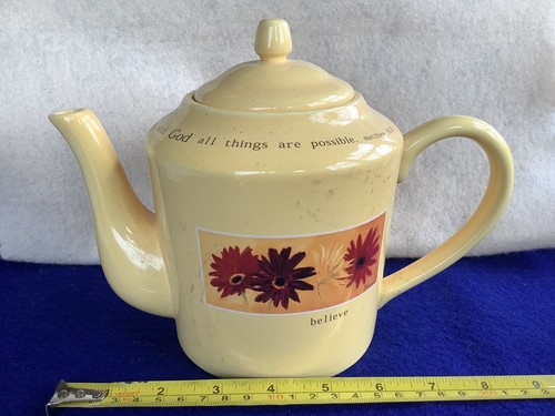“NEL” DAYSPRING 2005 TEAPOT BIBLE VERSE MATT 19:26 COLORFUL FLORAL ...