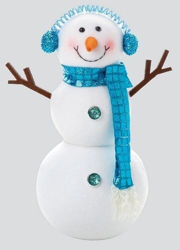 30cm Tall Cute Peppermint Standing Snowman Christmas Decoration