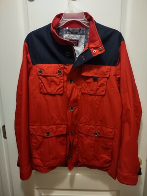 UNTUCKit Lanson Windbreaker Jacket Nylon Full Zip Cargo Pocket Red Men's Medium