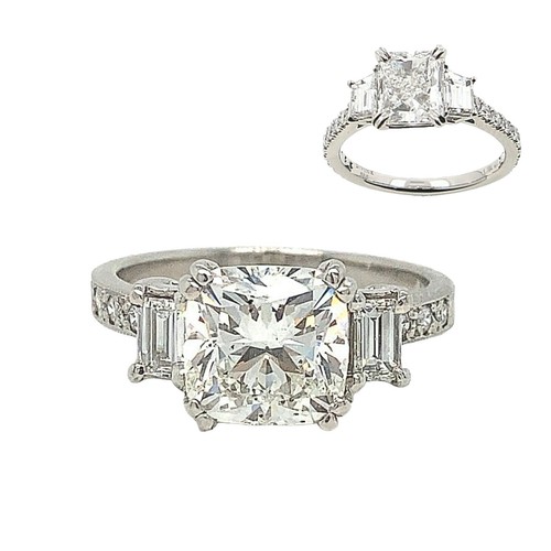 3/8 Carat Natural Diamond Cushion Halo Ring - Solid White Gold Engagement Wedding Anniversary Ring For Women