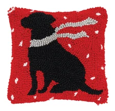 WINTER BLACK DOG Hooked CHRISTMAS Throw Pillow Cute C&F Enterprises C44488077