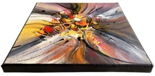 Modern Abstract Canvas 8" Impasto Starburst Energy Vortex Art Space Nebula Star