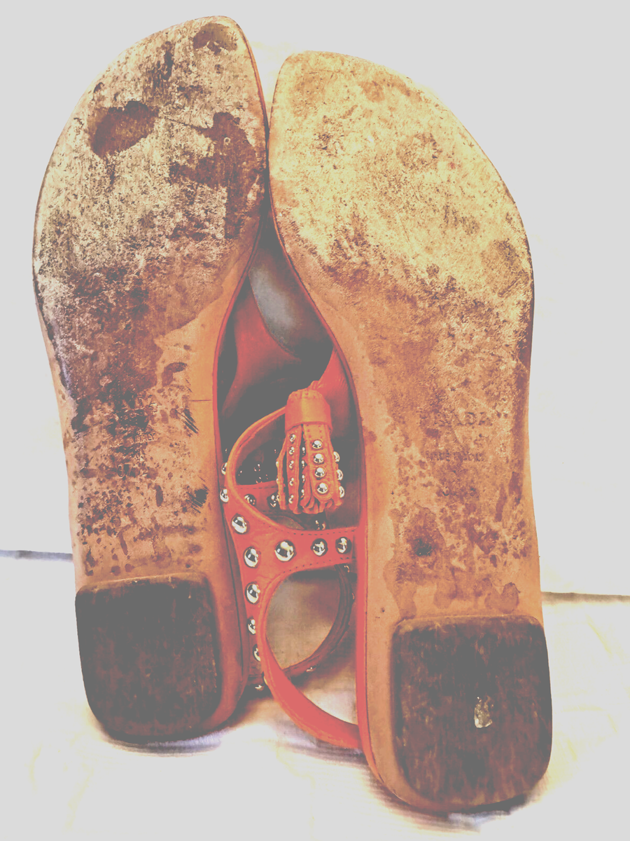 Prada orange studded tassel leather thong sandal Sz EU37.5