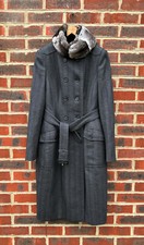 Burberry Prorsum Ladies Herringbone Wool Military Coat Fur Collar Uk12 Us10 Eu40
