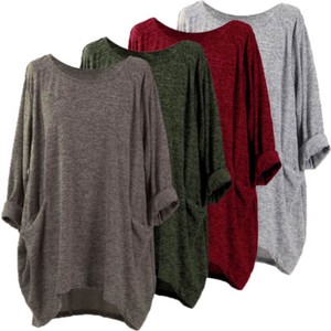 Women-039-s-Casual-Solid-Blouse-Shirt-Tops-Batwing-Sleeve-Loose-Asymmetrical-Jumper