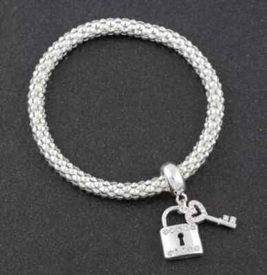 Liebesschloss Schlüssel Mesh Armband/versilbert Gleichgewicht Diamant Liebesschloss Charm
