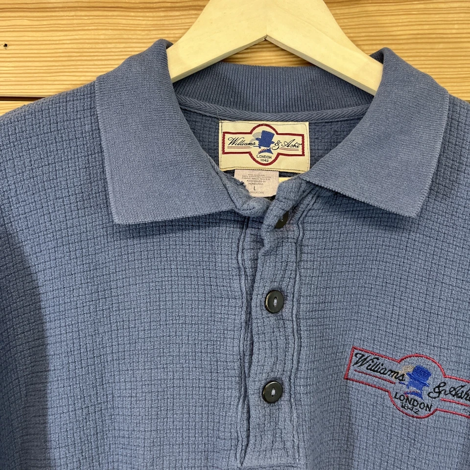 Polo Williams & Ashe London 1842 Grande Azul SS 100% Algodón Textura B116 Foto 2 de 4