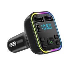 Car Wireless FM Transmitter Adapter Bluetooth 5.0 2USB PD Charger AUX Hands-Free