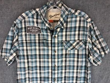 Duck Camp Vented Shirt Men's S Small Button Up Short Sleeve Plaid Lens Cloth