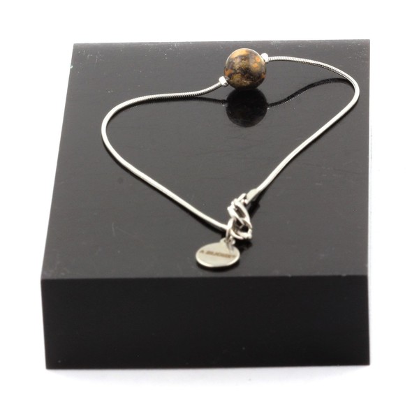 Mineralien Und Edelsteine. Armband Aus Edelstahl 1 Perle Leopardenjaspis-image