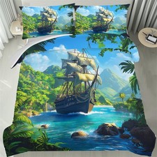 Sailing Sea Mountain Soft Duvet Quilt Cover Set Twin Full Queen King All Sizes
