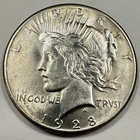 1928 $1 Peace Dollar 90% Silver PHILADELPHIA US Coin - MAJOR KEY DATE