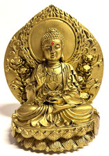 Feng Shui Guanyin Buddha Figur Polyresin antik goldfarben–Harmonie & Ruhe Deko
