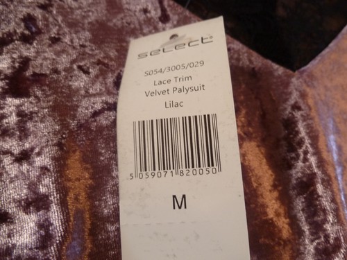 VINTAGE STYLE SELECT SLEEPWEAR LILAC CRUSHED POLY VELVET PLAYSUIT M 14-16 BNWT - Picture 9 of 9