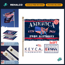 250th Anniversary Flag 3x5 FT Double-Sided Heavy Duty USA Made, Vibrant Colors,