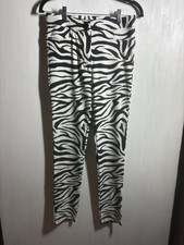 ZARA Zebra Animal Print Pants Women  s M Black/White Straight Leg Pockets