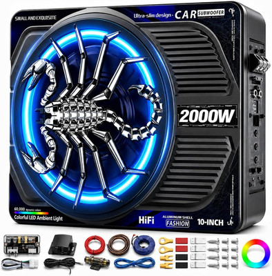 2000W 10 Inch Underseat Car Subwoofer and Amp Package, Slim Powered under Seat S