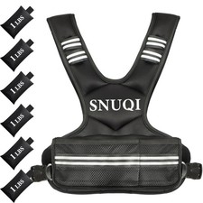 SNUQI Adjustable Weighted Vest with 6 Ironsand Weights Black Size 9-18 lb