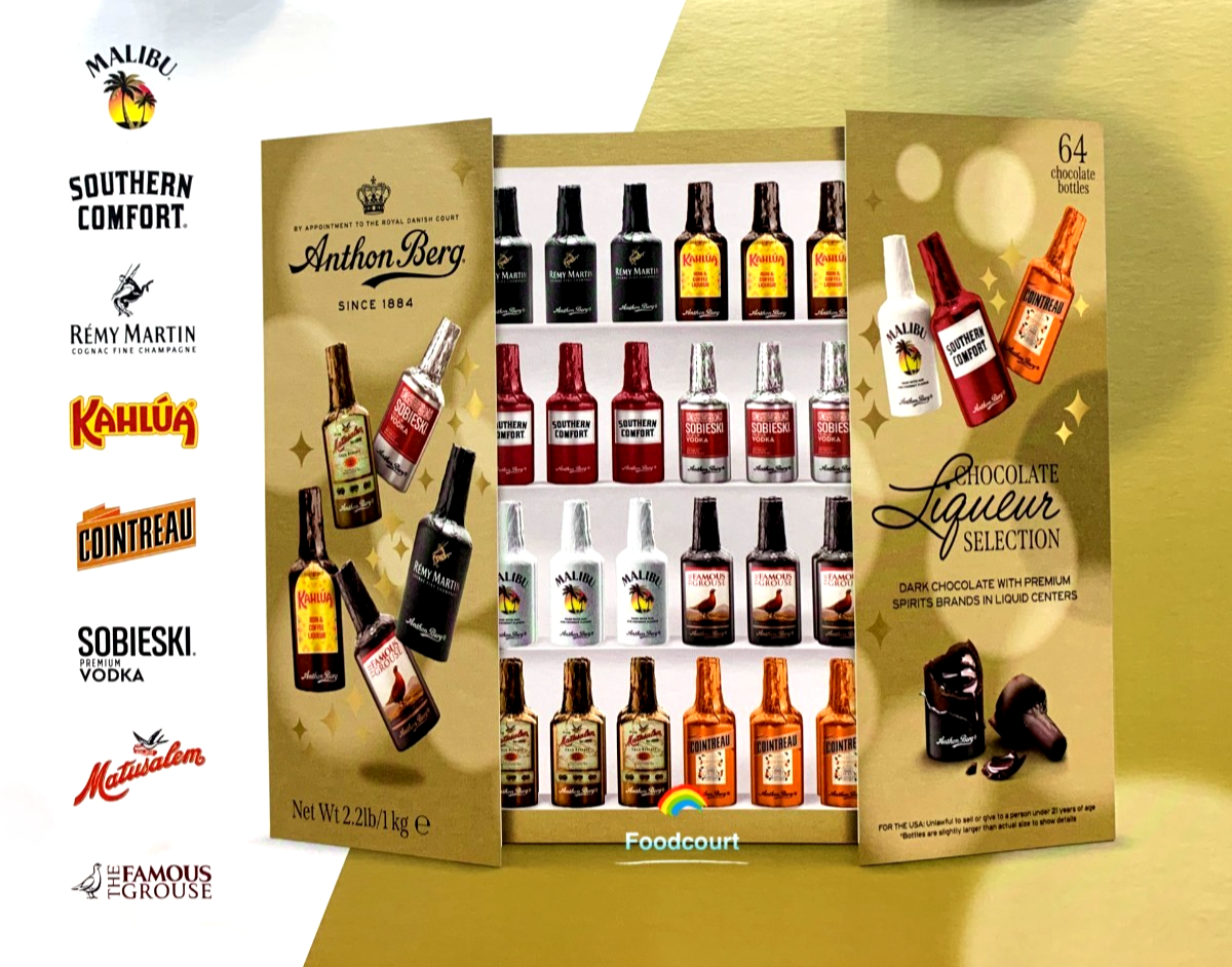 Anthon Berg Dark Chocolate Liqueur Liquor 2.2 Lbs 64 Bottles New