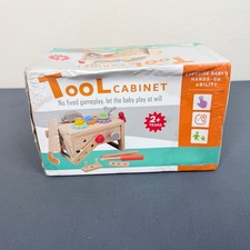 Kids Wooden Tool Cabinet and Convertible Workbench Playset