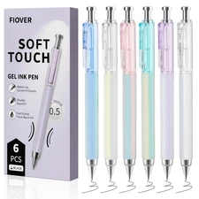 Gel Pens, 6 Pcs 0.5mm Quick Dry Black Ink Pens, Fine Point Smooth Writing Pen...