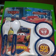 Disney Pixar Cars Feeding Set Plate Fork Spoon Microwave Dishwasher Safe