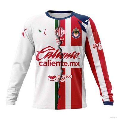 Personalized LIGA MX Chivas Guadalajara Long Sleeve Shirt 25-26 Home Mix Away