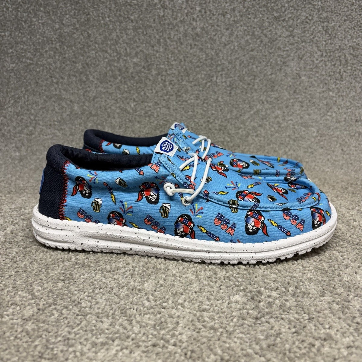 Hey Dude Wally Americana Party USA Shoes Men Size 12 Blue  display picture 2
