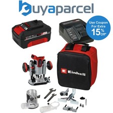 Image of Einhell Power 18v X-Change TP-RO 18v Cordless Brushless Router + Plunge Base 4ah