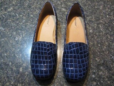 ComfortView Devon Blue Crocodile Print Women's Slip On Loafer Shoes Size 8.5 Med