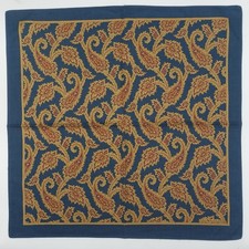 HK104-Polo Ralph Laurent Bandanna Navy Blue Handkerchief Paisley Cotton 20"x20"