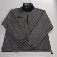 Vintage Columbia Fleece Men's M Gray Pullover 1/4 Zip Made In USA 90s Ski Snow