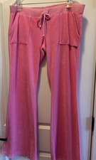 Y2k Juicy Couture Terry Cloth Flare Pants Pink Snap Back Pockets Lg. T Mi USA