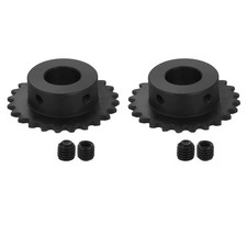 2Pcs #25 Chain Roller Sprocket 15mm Bore 1/4" Pitch 24 Tooth with Set Screws