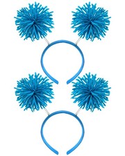 2 PCS Blue Fuzzy Headband, Blue Pom Pom Headwear, Halloween Costume, Festivals