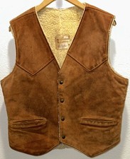 Vintage Berman Buckskin Co. Genuine Leather Size 42 Sherpa Lined Vest