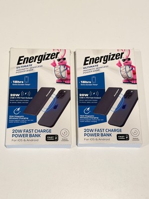Energizer Ultimate 5,000 mAh 20W SLIM METAL Magnetic Power Bank - 2 Pack