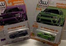 2- Auto World 1:64 Diecast 2023 Dodge Charger R/T Swinger Green Purple