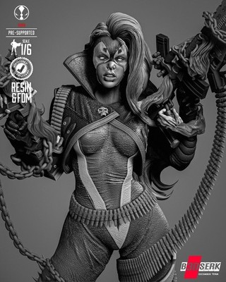 She Spawn, DC, 1/4-1/24, Figur, Unbemalt, 3D-Druck, Statue, Skulpture, B3DSERK