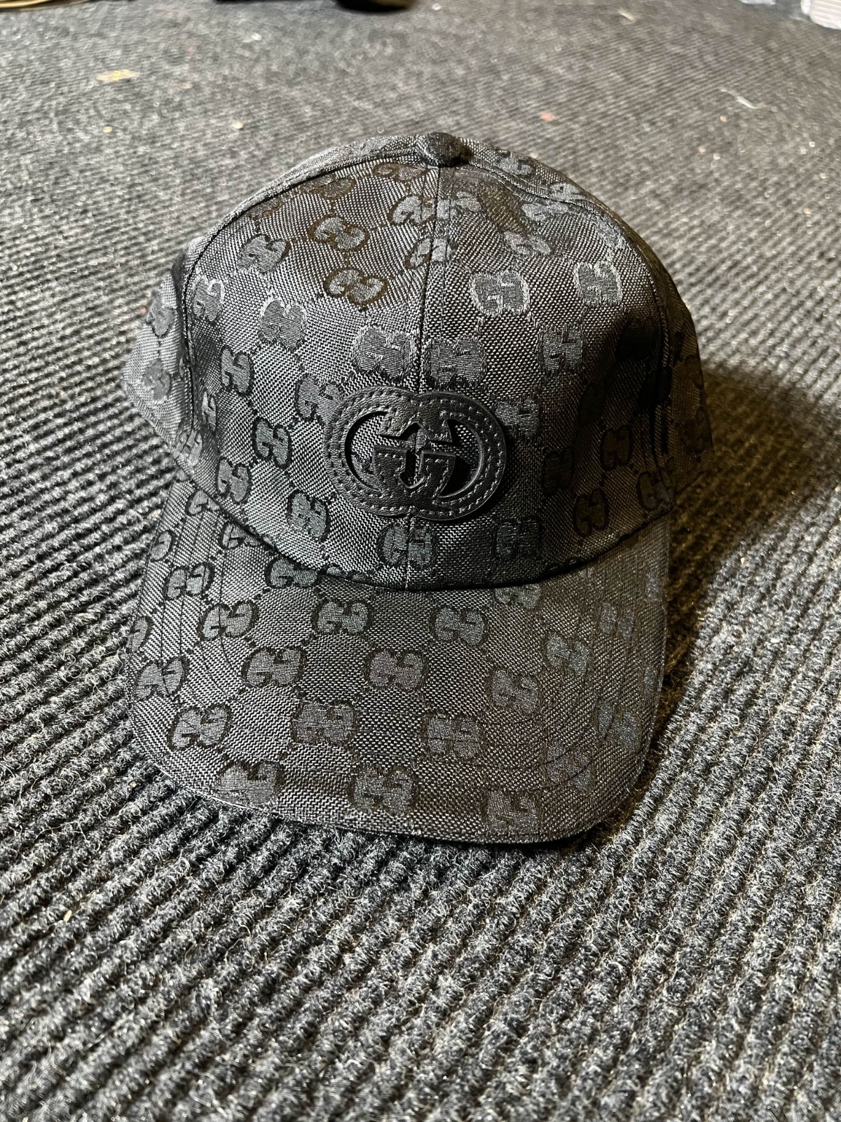 Gucci GG Nylon Black Baseball Cap Men's Size M