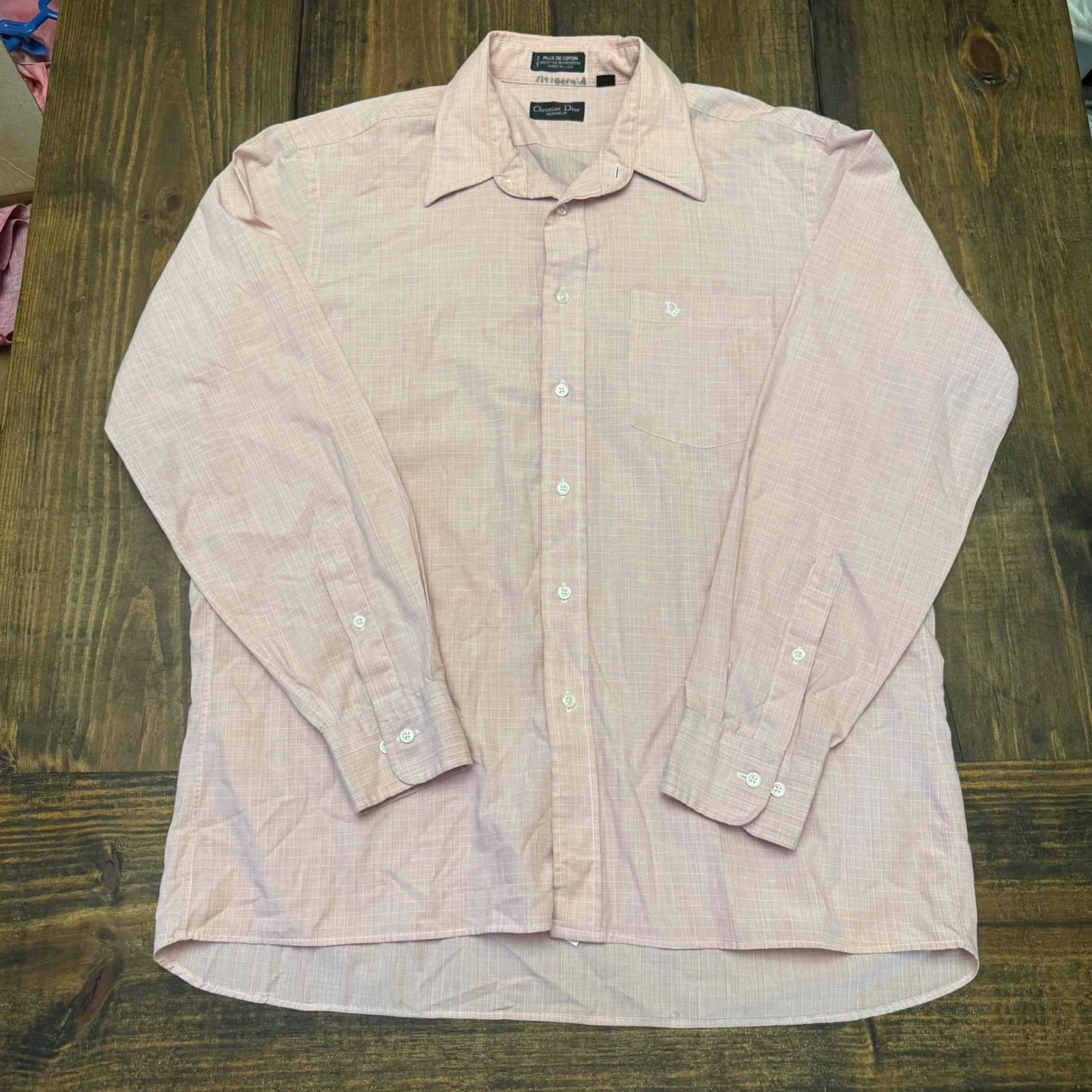 Christian Dior Monsieur abito camicia manica lunga con bottoni rosa chiaro 16 1 2