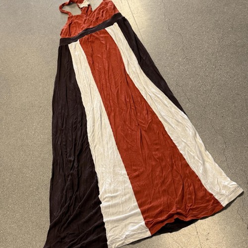 Maxi Abito Bohemian Halter | Righe Color Block Estivo Spiaggia Casual Fluido Tg L - Foto 9 di 11