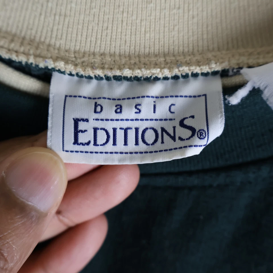 复古泰迪熊针织双领运动衫绿色中号 21x23 — 第 3/4 张图片