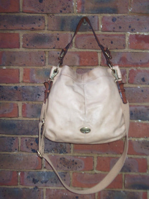 Fossil Schultertasche Handtasche hellbraun weiches Leder
