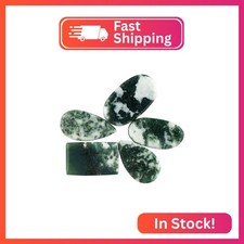 CRYSTALINES 5pcs Natural Moss Agate Gemstone Cabochons, Wholesale Polished Sto