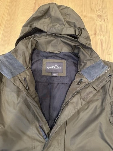 Eddie Bauer Men’s Small Olive Green Hooded Jacket WeatherEdge Outdoor Coat image 5