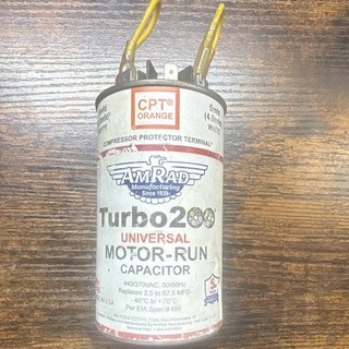 AmRad Turbo 200 Universal Motor Run Capacitor 440/370VAC 5 5 MFD